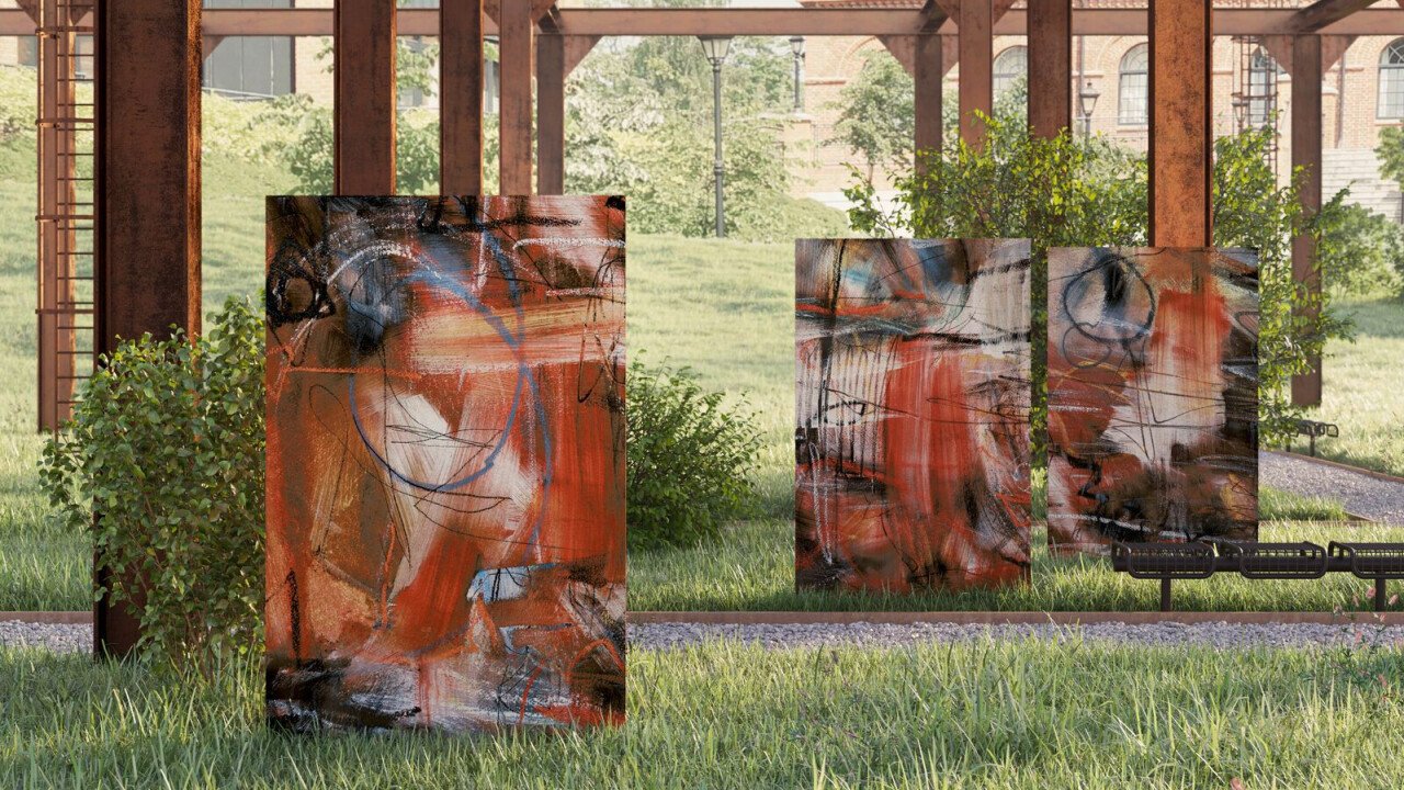 Kerbon Sichtschutzwand -Artwork ziegel - 120x190 cm